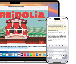 App Replicação do iPhone, com o ecrã do iPhone apresentado no ecrã do MacBook Air