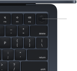 Sensor Touch ID no canto superior direito do teclado do MacBook Air