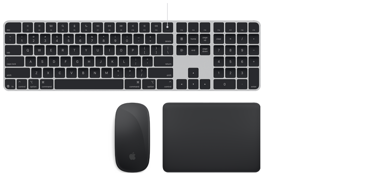 Acessórios Magic: Black Magic Keyboard com Touch ID, Black Magic Mouse e Black Magic Trackpad