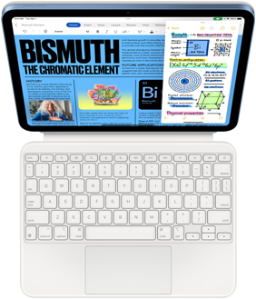 Slide Over com as apps Pages e Notas no iPad.