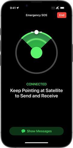 Demonstração do SOS emergência via satélite no iPhone 16e